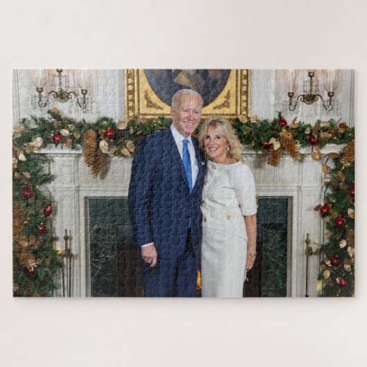 ホワイトハウスのクリスマス　ジョー・バイデン大統領　写真 ジグソーパズル (横)
