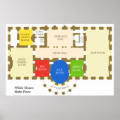 ホワイトハウスのフロアプラン州のフロアダイアグラム ポスター (正面)