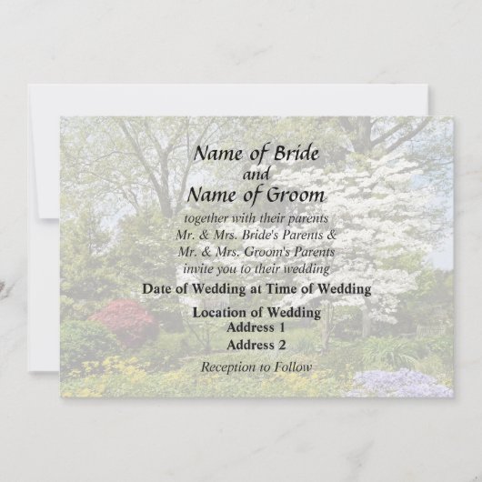 ホワイトハウスの前に咲くヤドリギの結婚式用品 招待状 (正面)