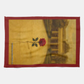 ホワイトハウスの裏: ひび割れた石畳の薔薇 キッチンタオル (横)