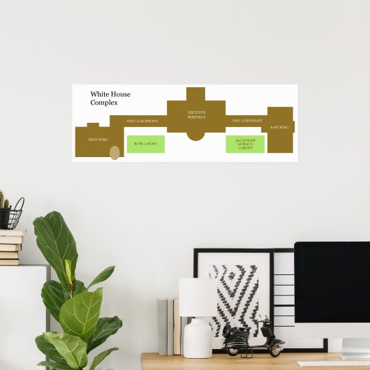 ホワイトハウスの複雑な図のレイアウト ポスター (ホームオフィス)