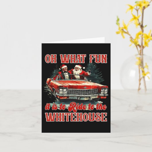ホワイトハウスまで乗るのがこんなに楽しいとは サンタさん カード (黄色い花)