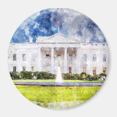 ホワイトハウスインワシントンDCウォーターカラー マグネット (正面)