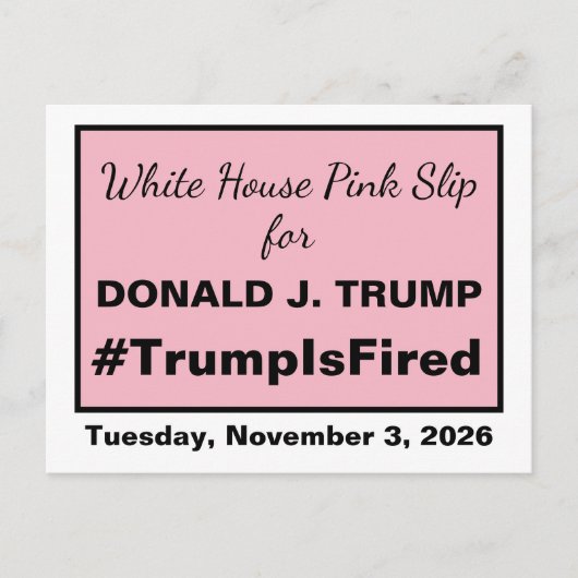 ホワイトハウススリップまたは滑ることピンクトランプが2026年選挙を放免 ポストカード (正面)