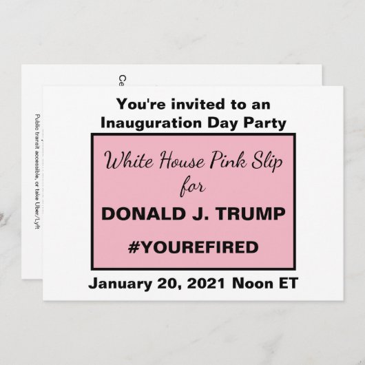 ホワイトハウスピンクイスリップまたは滑ることンプのサイドダウンロード可能 招待状 (正面/裏面)