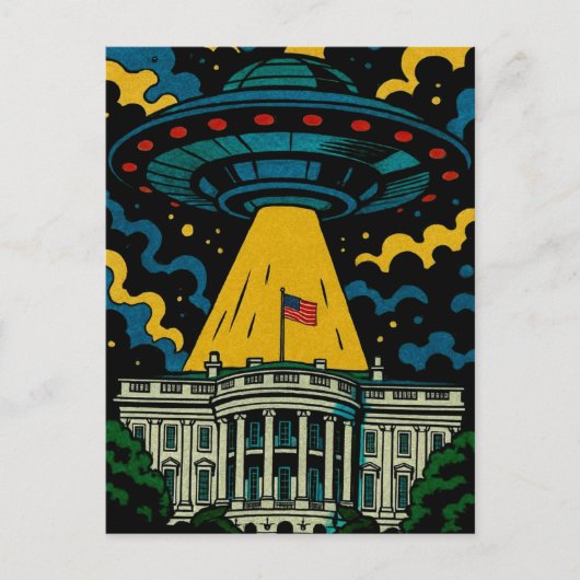 ホワイトハウス上空のUFO ポストカード (正面)