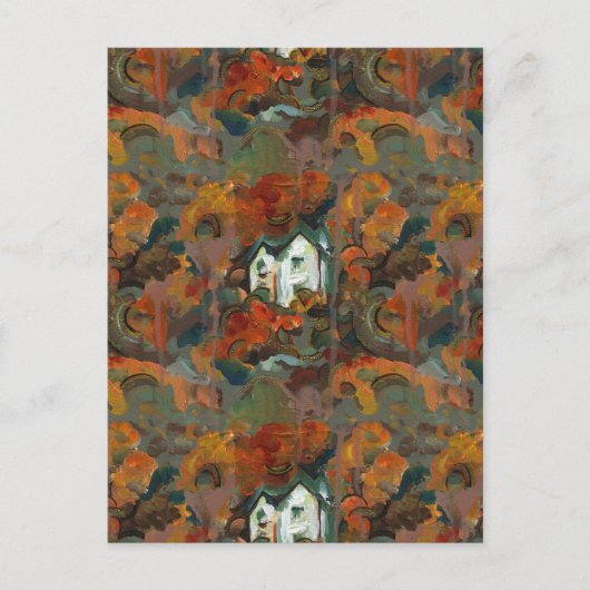 ホワイトハウス及び秋の木 ポストカード (正面)