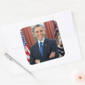 ホワイトハウス肖像画　オバマ　バラク　アメリカ合衆国大統領 スクエアシール (封筒)