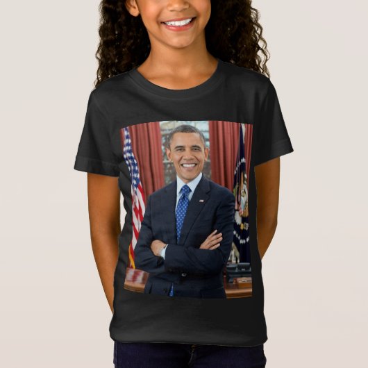 ホワイトハウス肖像画　オバマ　バラク　アメリカ合衆国大統領 Tシャツ (正面)