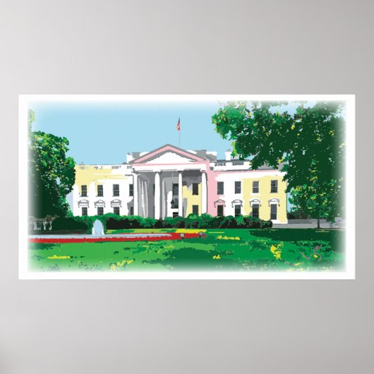ホワイトハウス – ワシントンDCデジタル絵画ズ ポスター (正面)