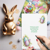 ホワイトハッピーイースターバニーと卵 シーズンカード