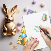 ホワイトハッピーイースターバニーカラフル卵 シーズンカード