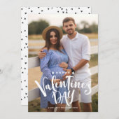 ホワイトハッピーバレンタインデーレタリング写真 シーズンカード (正面/裏面)