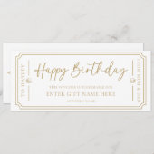 ホワイトハッピーバースデーギフト券カード 招待状 (正面/裏面)