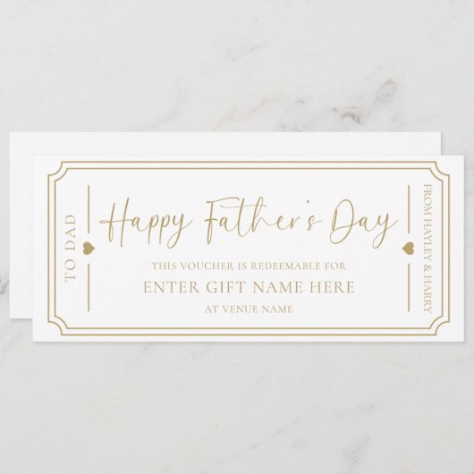 ホワイトハッピーファーザーの日のギフト券カード 招待状 (正面/裏面)