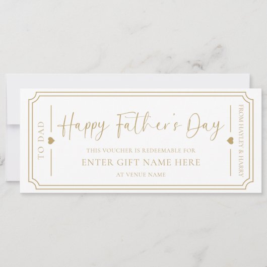 ホワイトハッピーファーザーの日のギフト券カード 招待状 (正面)