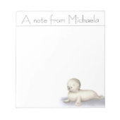 ホワイトハッピーベビーシ図解入りの、写真付きのール ノートパッド (正面)