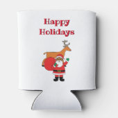 ホワイトハッピーホリデイズアフリカ系アメリカ人サンタクロース 缶クーラー (裏面)