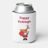ホワイトハッピーホリデイズアフリカ系アメリカ人サンタクロース 缶クーラー (缶裏面)