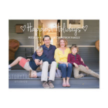 ホワイトハッピーホリデイズフォトポストカード