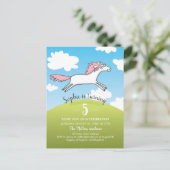 ホワイトハッピーホースハンドドロードガール5th誕生日 インビテーションポストカード (スタンド正面)