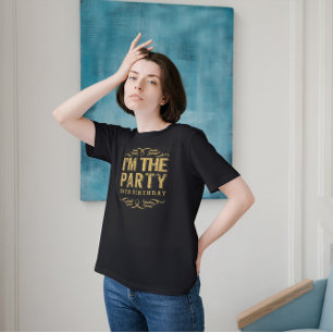 ホワイトハッピー50誕生日 – 私はパーティー金ゴールド文字 Tシャツ
