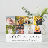 ホワイトハッピー ホリデー フォト コラージュ - 1年の振り返り シーズンカード (スタンド正面)