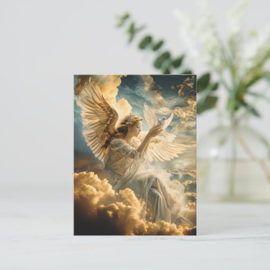 ホワイトハトとの平和天使のメッセージ ポストカード (スタンド正面)