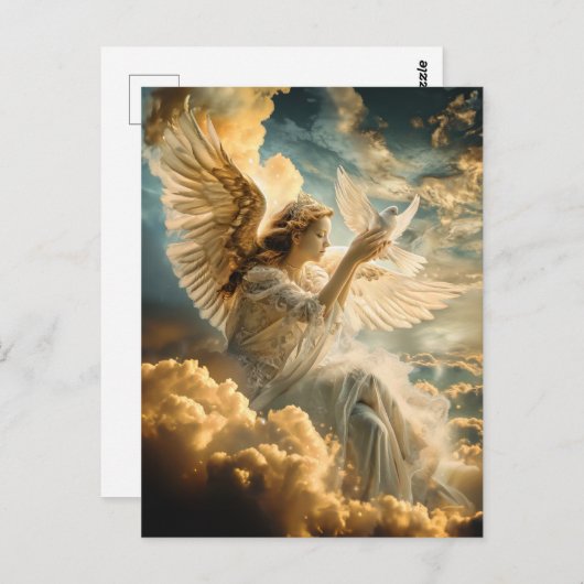 ホワイトハトとの平和天使のメッセージ ポストカード (正面/裏面)