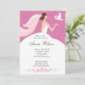 ホワイトハト付きブライダルシャワー招待状 招待状 (スタンド正面)