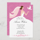 ホワイトハト付きブライダルシャワー招待状 招待状 (正面/裏面)