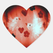 ホワイトハト赤いハートラブバード ハートシール (正面)