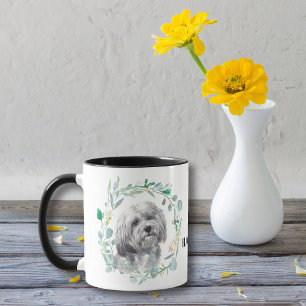 ホワイトハバニーズ犬リースコーヒーマグ マグカップ