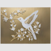 ホワイトハミングバードオン金ゴールドデコページティッシュペーパー 薄葉紙 (正面)