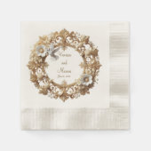 ホワイトハミングバードコーインドカクテルナプキン 縁ありカクテルナプキン (正面)