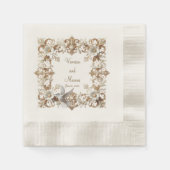 ホワイトハミングバードコーインドカクテルナプキン 縁ありカクテルナプキン (正面)