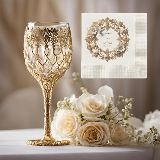 ホワイトハミングバードコーインドカクテルナプキン 縁ありカクテルナプキン