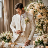 ホワイトハミングバードフォーマルフローラネクタイ ネクタイ