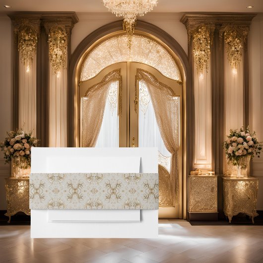 ホワイトハミングバードフラワー招待状用帯 招待状ベリーバンド