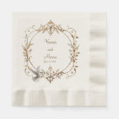 ホワイトハミングバードミニマリストコーニングランチョン 縁ありランチョンナプキン (正面)