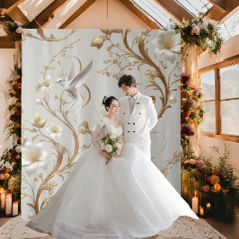 ホワイトハミングバードミニマリスト背景 タペストリー