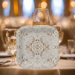 ホワイトハミングバードミニマルフローラ紙プレート ペーパープレート