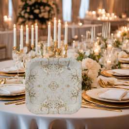 ホワイトハミングバードミニマルフローラ紙プレート ペーパープレート