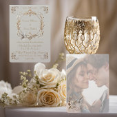 ホワイトハミングバードミニマル結婚式招待状 招待状