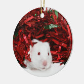 ホワイトハムスタークリスマス セラミックオーナメント (左)