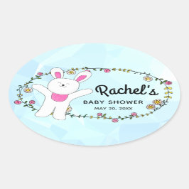 ホワイトハリーンニーブニーウッドランドブルー封筒用シール 楕円形シール