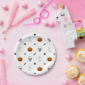 ホワイトハロウィーンパターンパーティー紙プレート ペーパープレート (パーティー)