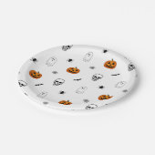 ホワイトハロウィーンパターンパーティー紙プレート ペーパープレート (アングル)