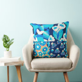 ホワイトハワイ青い花のはっきりしたフローラパッチワーク クッション (椅子)