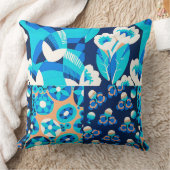 ホワイトハワイ青い花のはっきりしたフローラパッチワーク クッション (ブランケット)